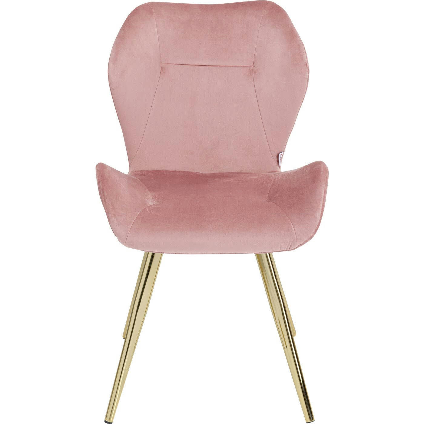 VIVA - Chaise rétro en velours rose et acier doré