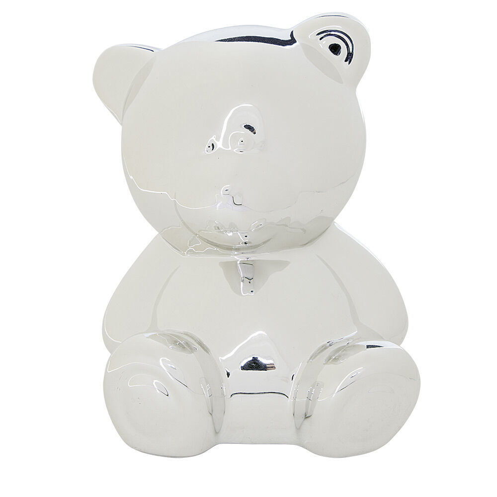 Tirelire forme ours métallisé en céramique H10,5cm