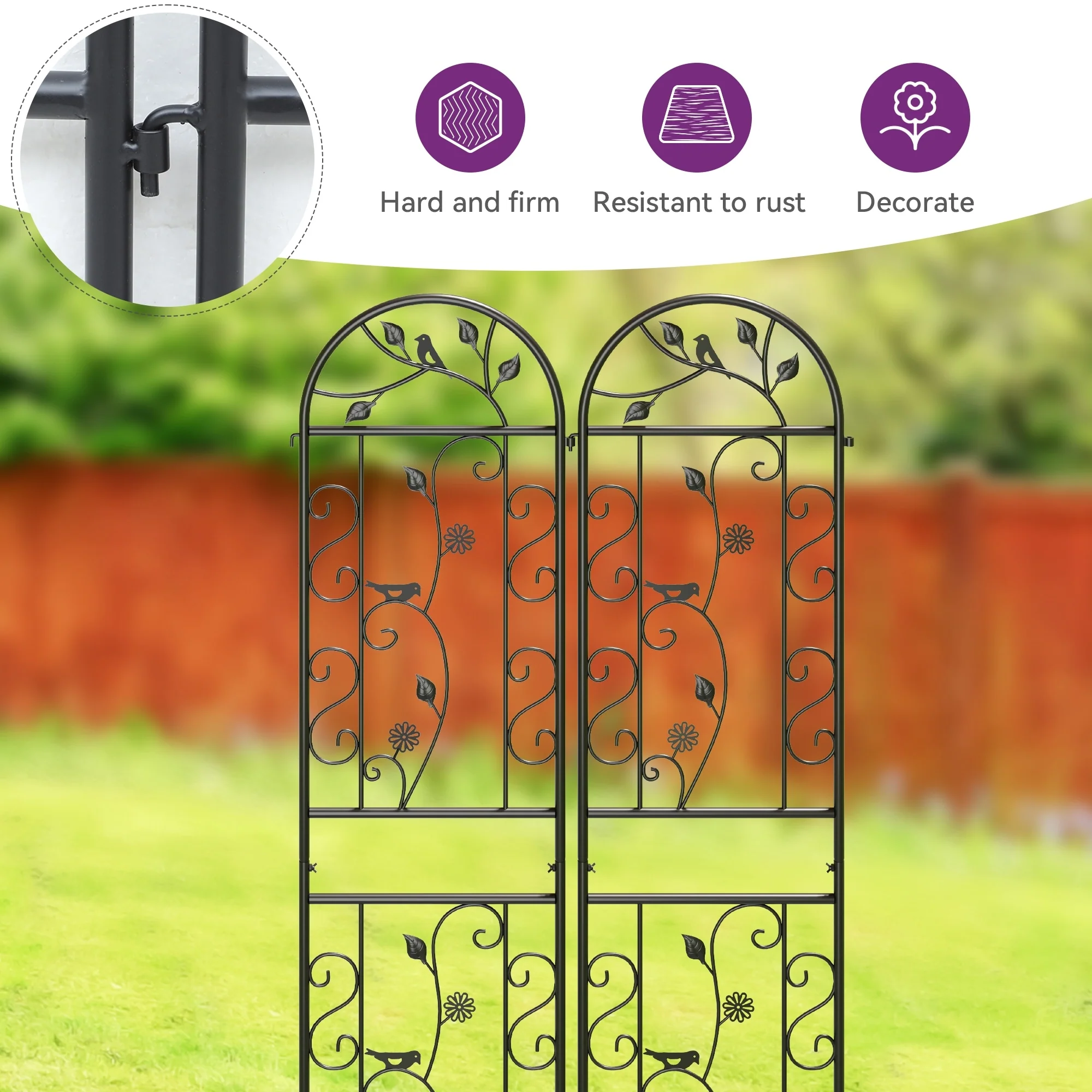 87''H x 20'' W Metal Garden Trellises Coated Rustproof (Set of 2)