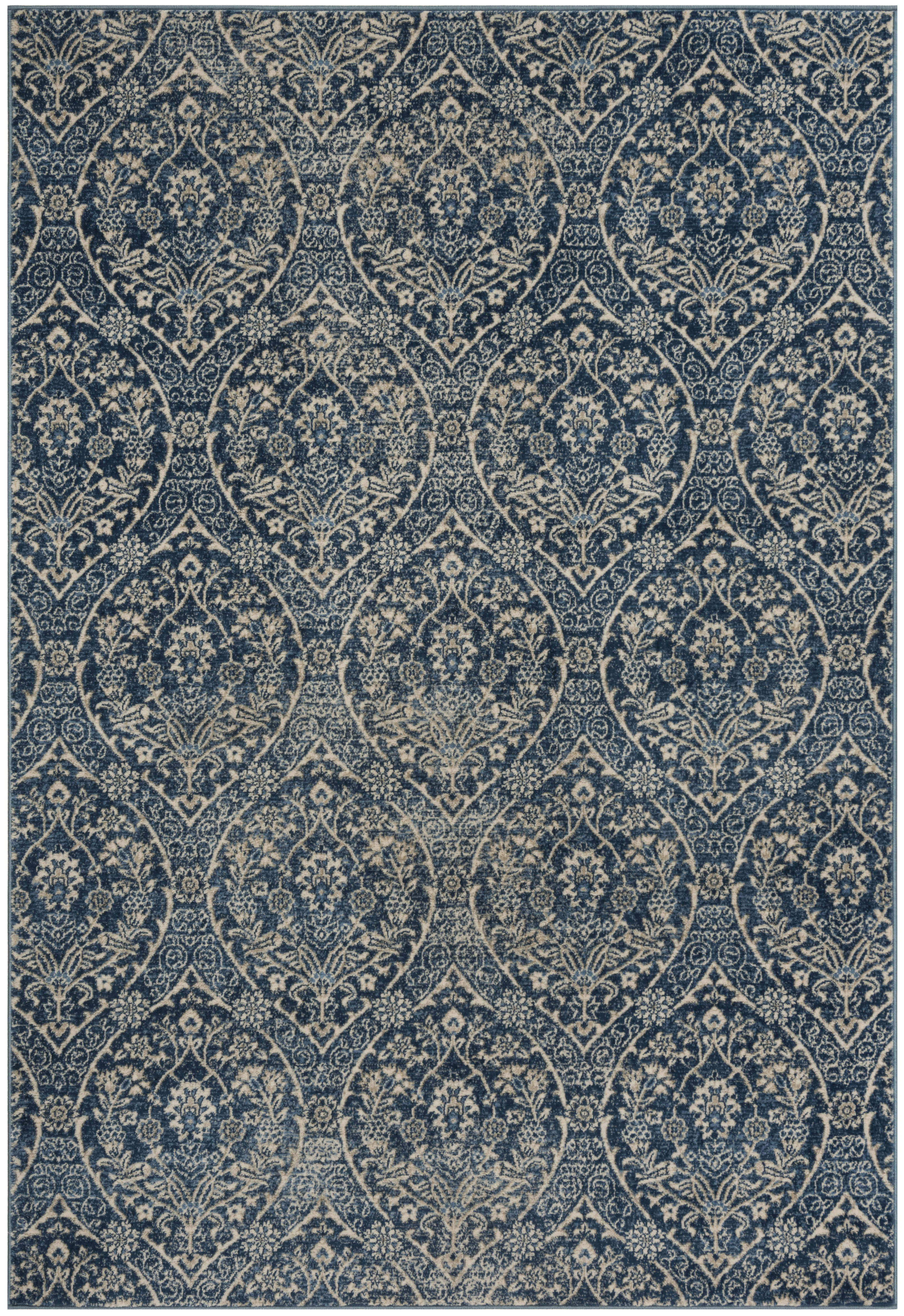 BRENTWOOD - Tapis de salon interieur en bleu marine & gris clair, 183 x 274 cm
