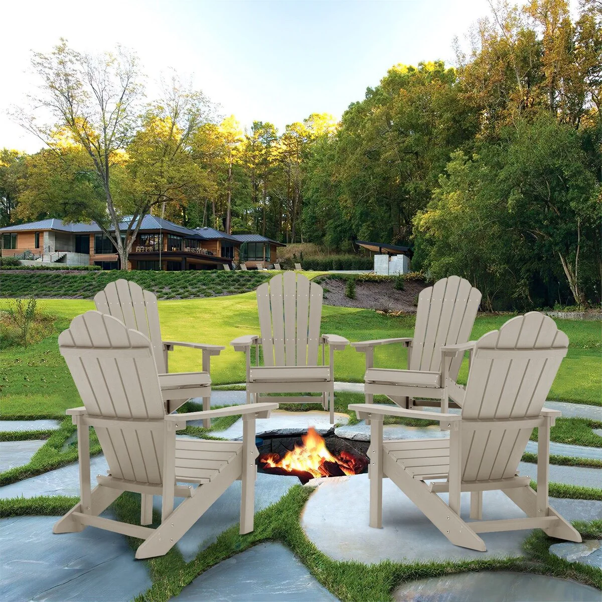 AOOLIMICS 4PCS Outdoor Adirondack Chair Patio Lounger Seating
