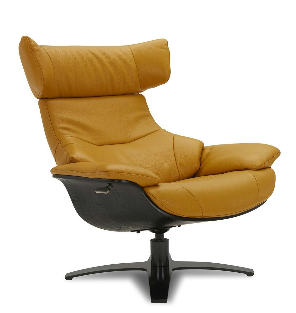NAOS - Fauteuil en cuir et chêne noir - Cuir Jaune