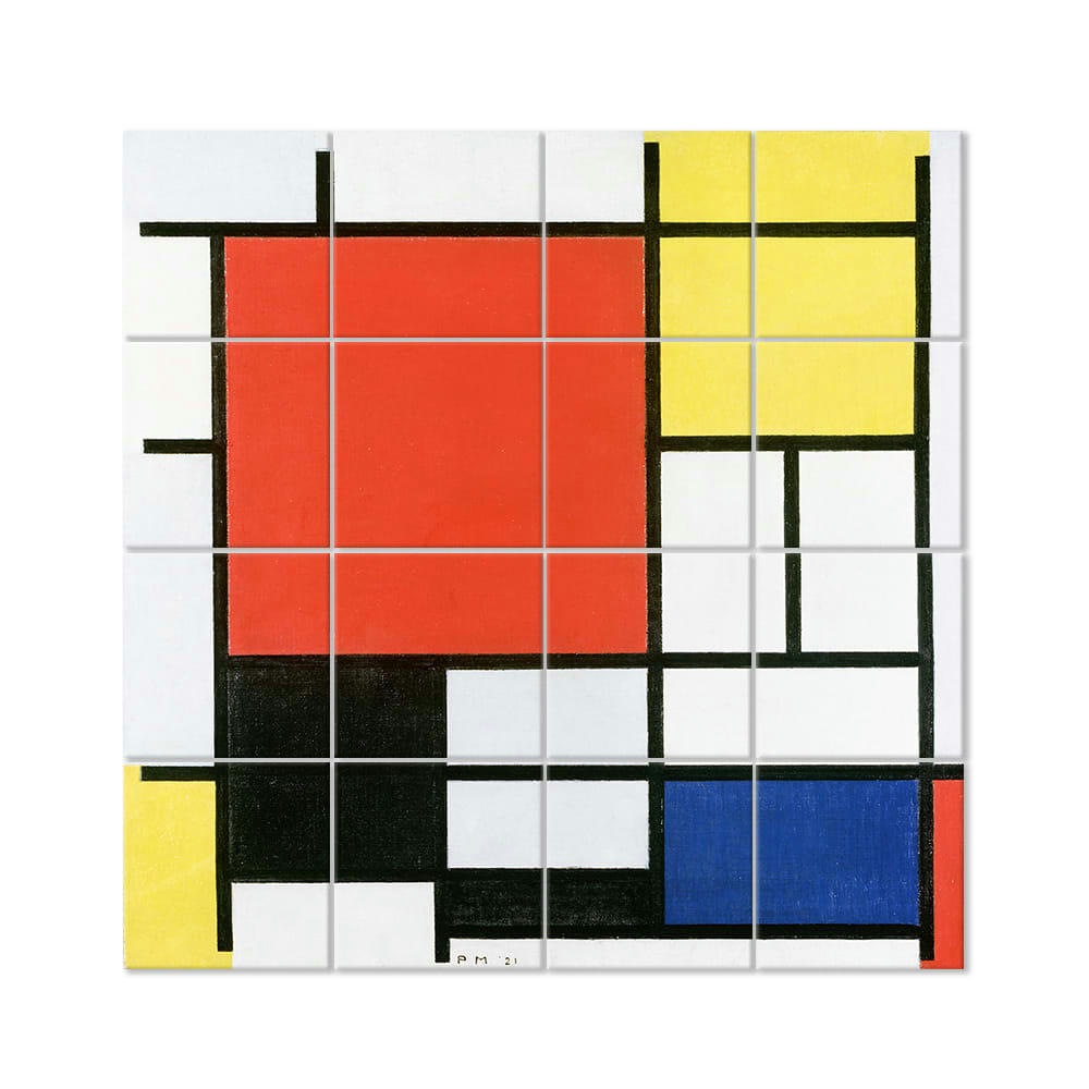 - Tableau composition avec large plan rouge - Piet Mondrian 200x200cm