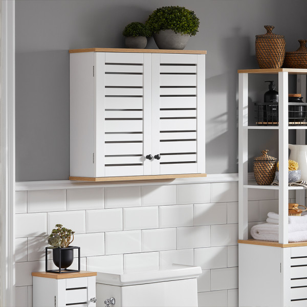 SoBuy Wisząca szafka z 2 drzwiczkami Biały 60x19x56cm BZR42-W