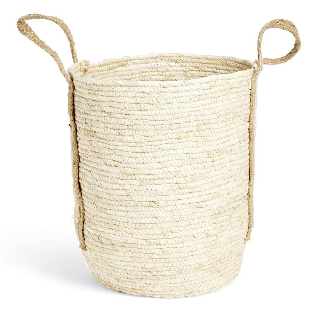 Panier à linge ronde 43L fibre de maïs beige Ø36xH40cm