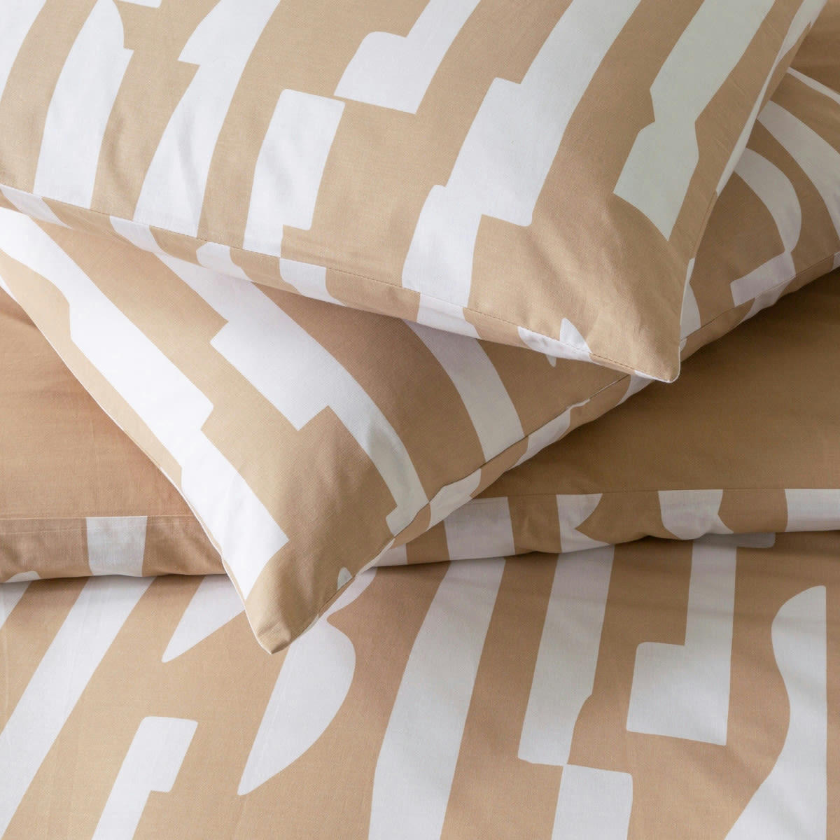 NOA - Parure de lit 2 personnes coton  imprimé camel 240x220cm