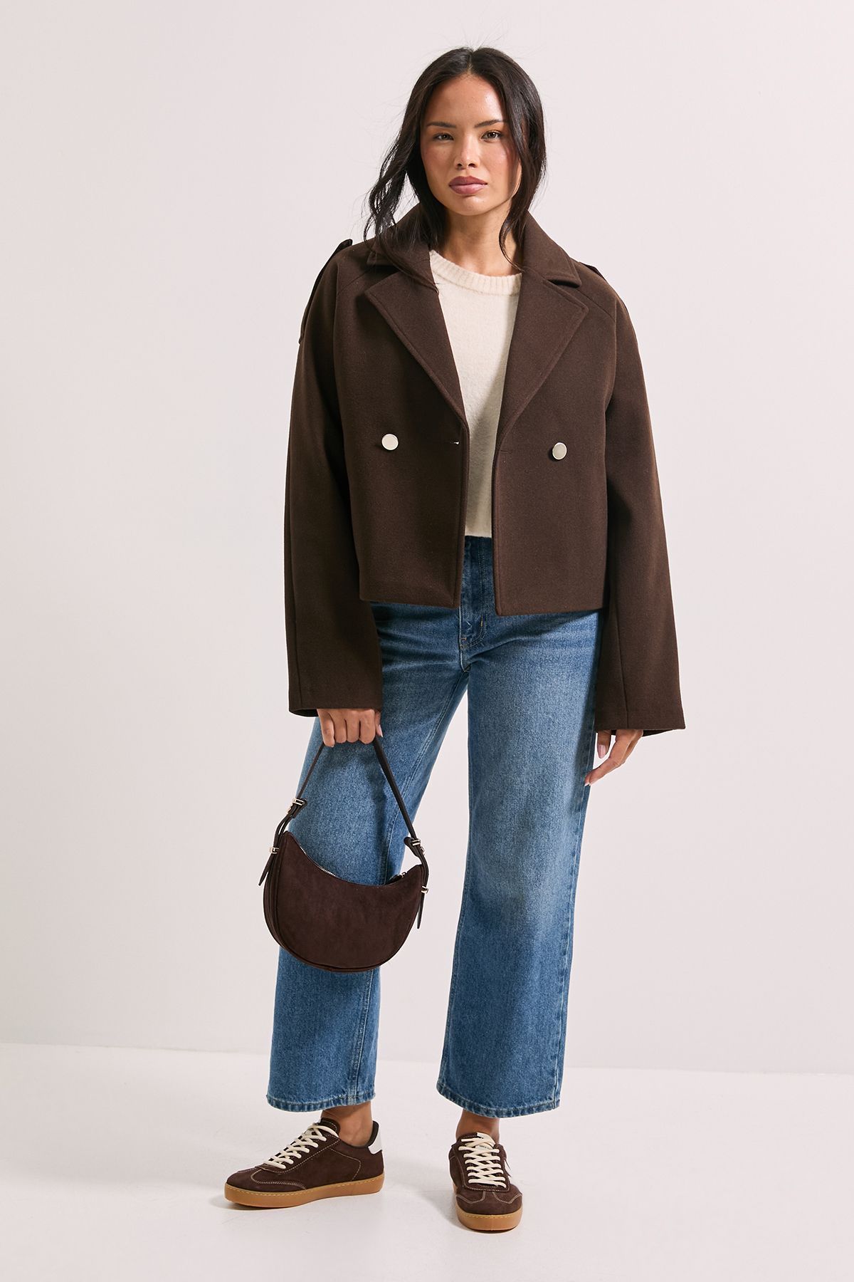 Dorothy Perkins Short Faux Wool Trench Jacket