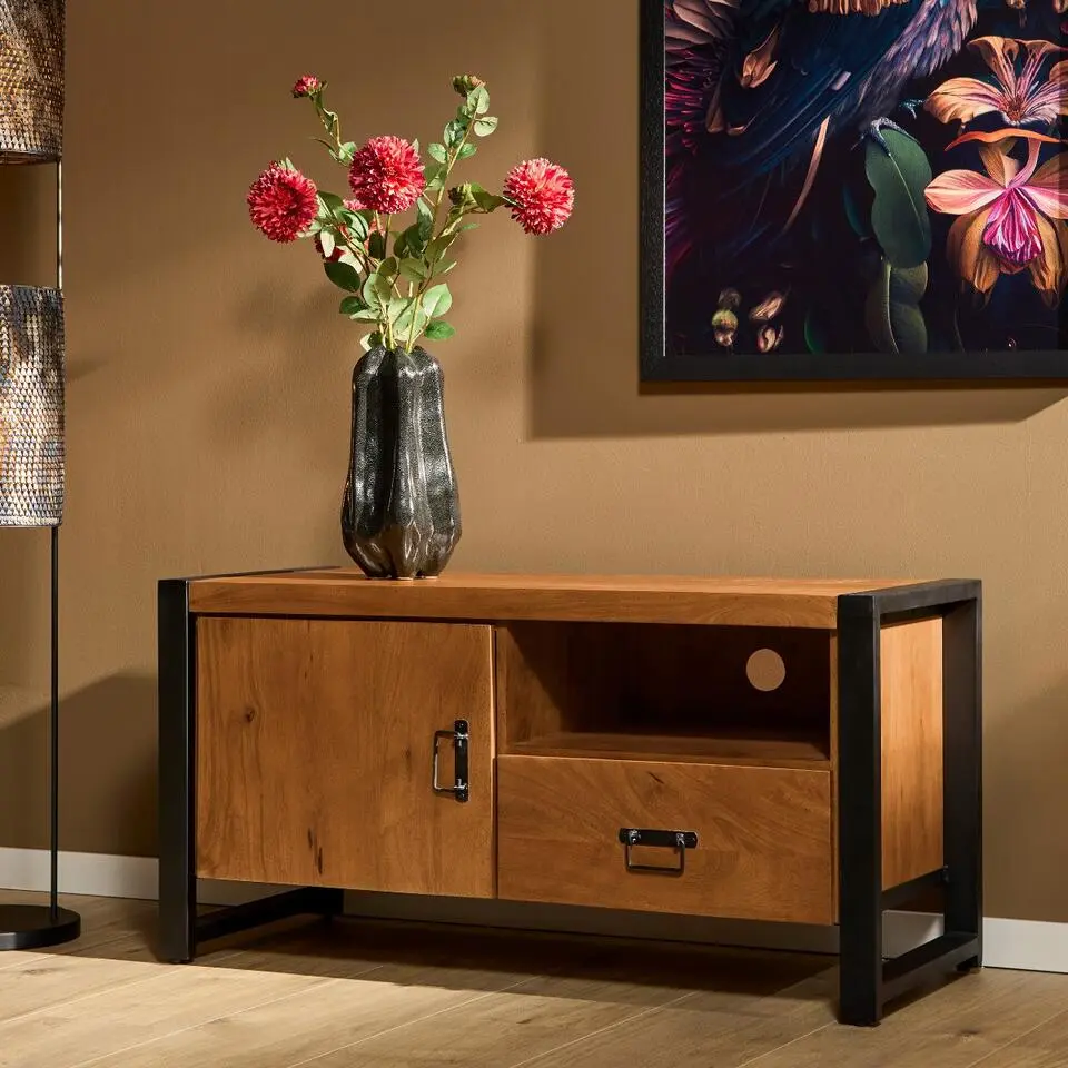 StarFurn - Tv meubel Boaz met deur en open vak - 110 cm - naturel