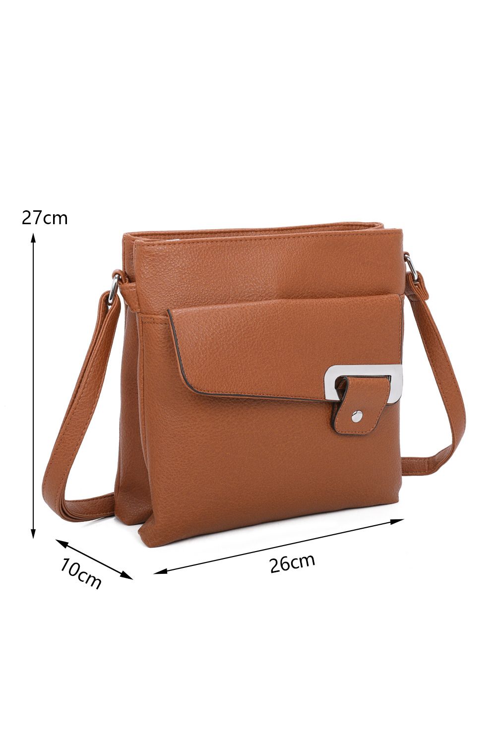 Fontanella Fashion Clasico Accent Buckle Tri-Compartments PU Leather Messenger Bag