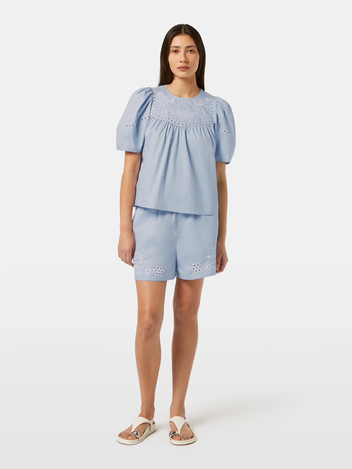 Cotton Twill Embroidered Top