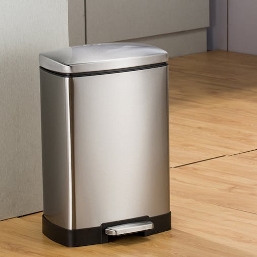 SOGA 4-Pack 12L Silver Stainless Steel Foot Pedal Trash Bin