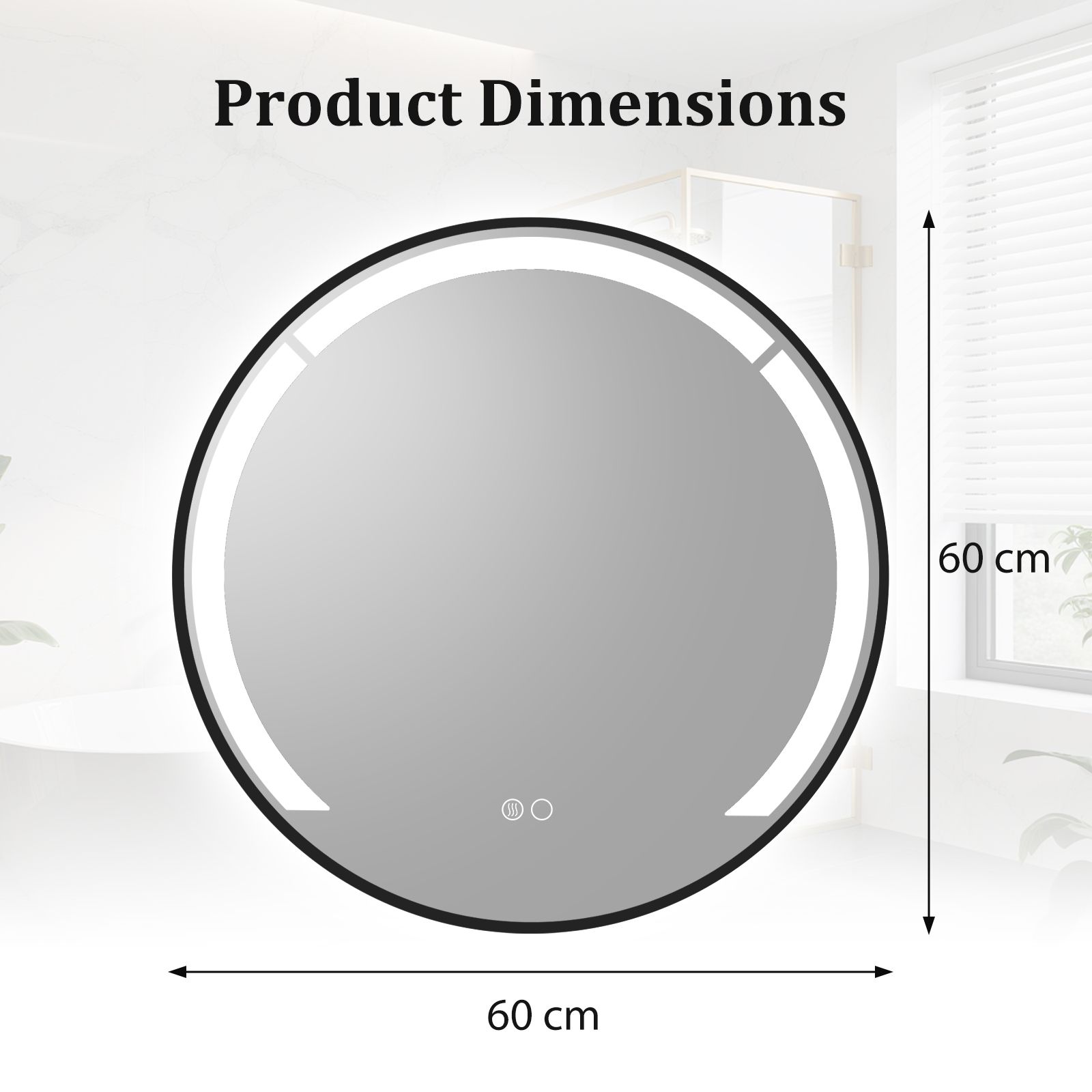 Gymax Round LED Vanity Mirror Wall-Mounted 60cm Bathroom Mirror Smart Sensor