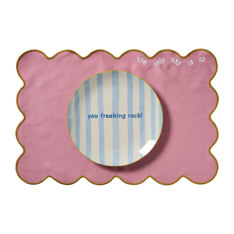 Placemat met quote - roze - 45x30 cm - Happy at Home by Sanny