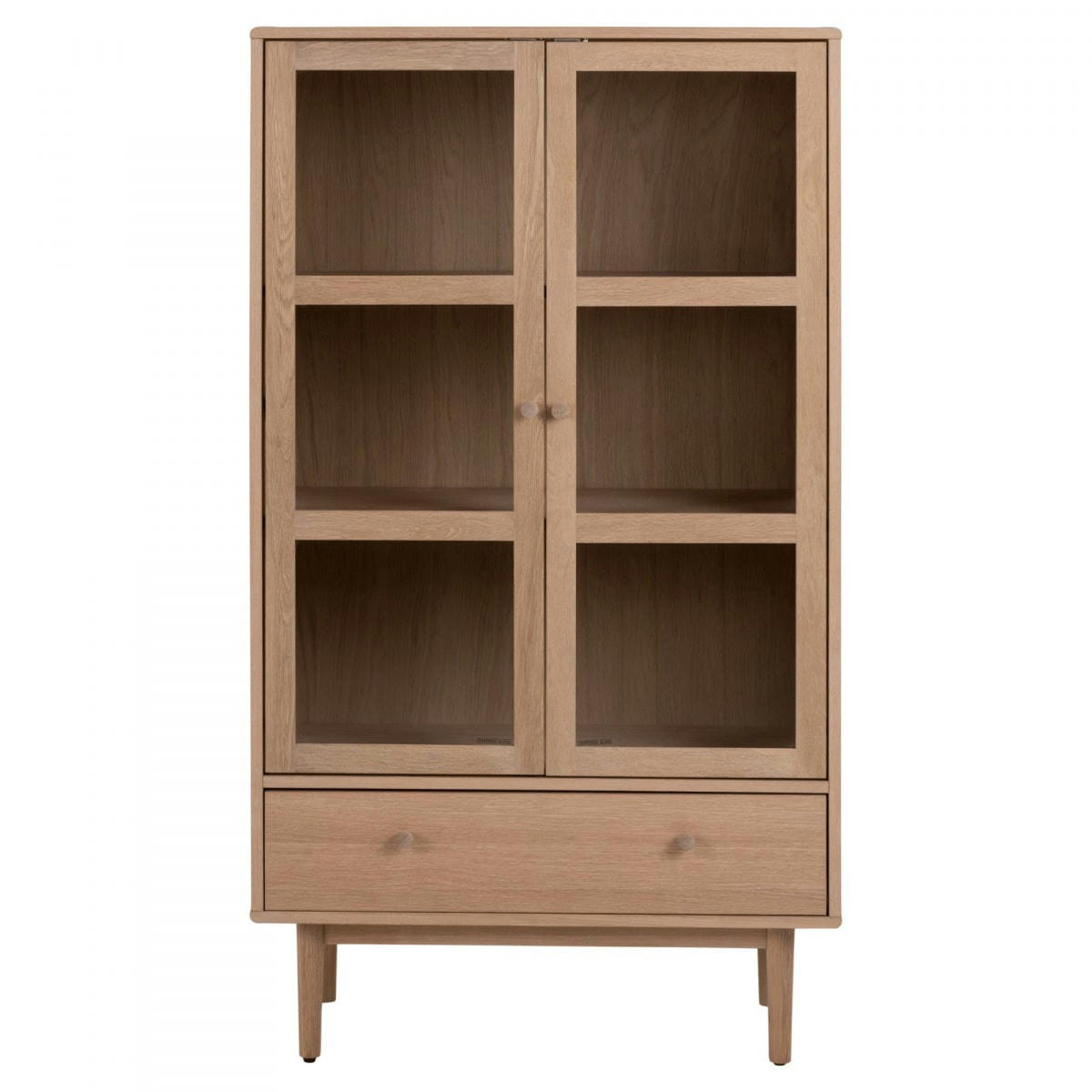 MARTINS - Buffet haut vitré en bois de chêne clair