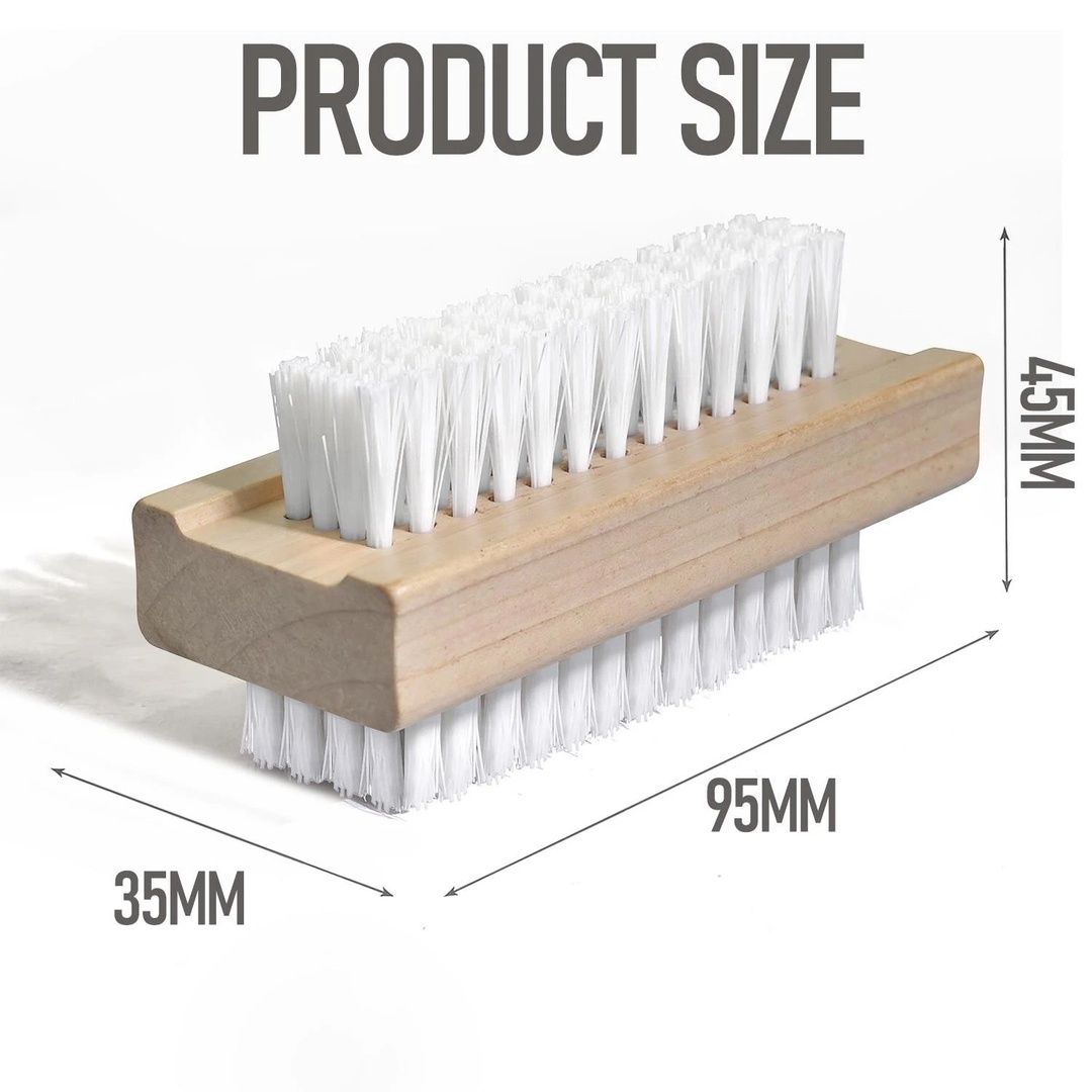 NESTLUNE 3Pcs Double Sided Wooden Nail Brushes Heavy Duty Hand