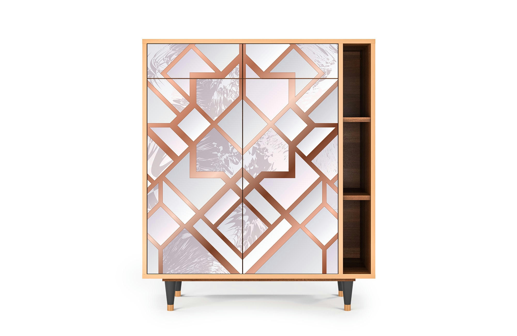 PASTEL FAIRYTALE - Buffet  rose clair 2 tiroirs et 2 portes L 94 cm