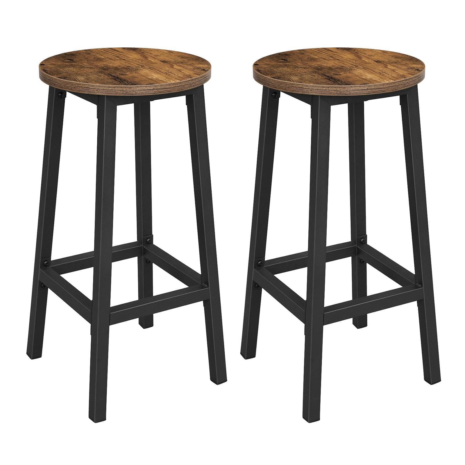 - Tabourets de bar lot de 2 marron rustique et noir