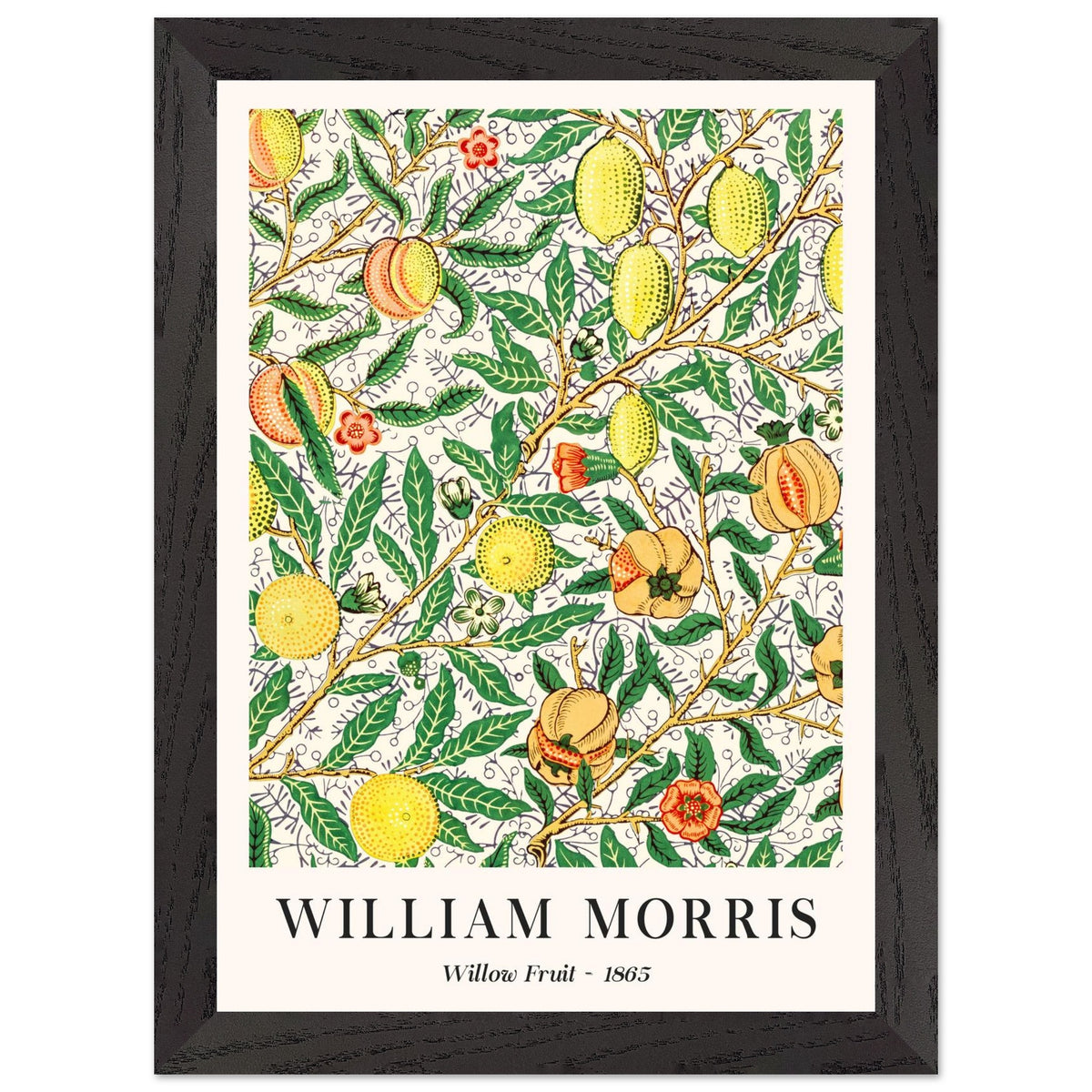 Artfulprints Poster met Lijst William Morris - Willow fruit  - A4 21x29.7 cm - Groen