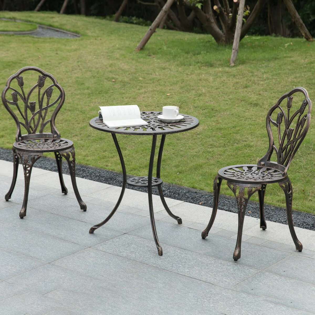 Indoor and Outdoor Bronze Dinning Set 2 Chairs