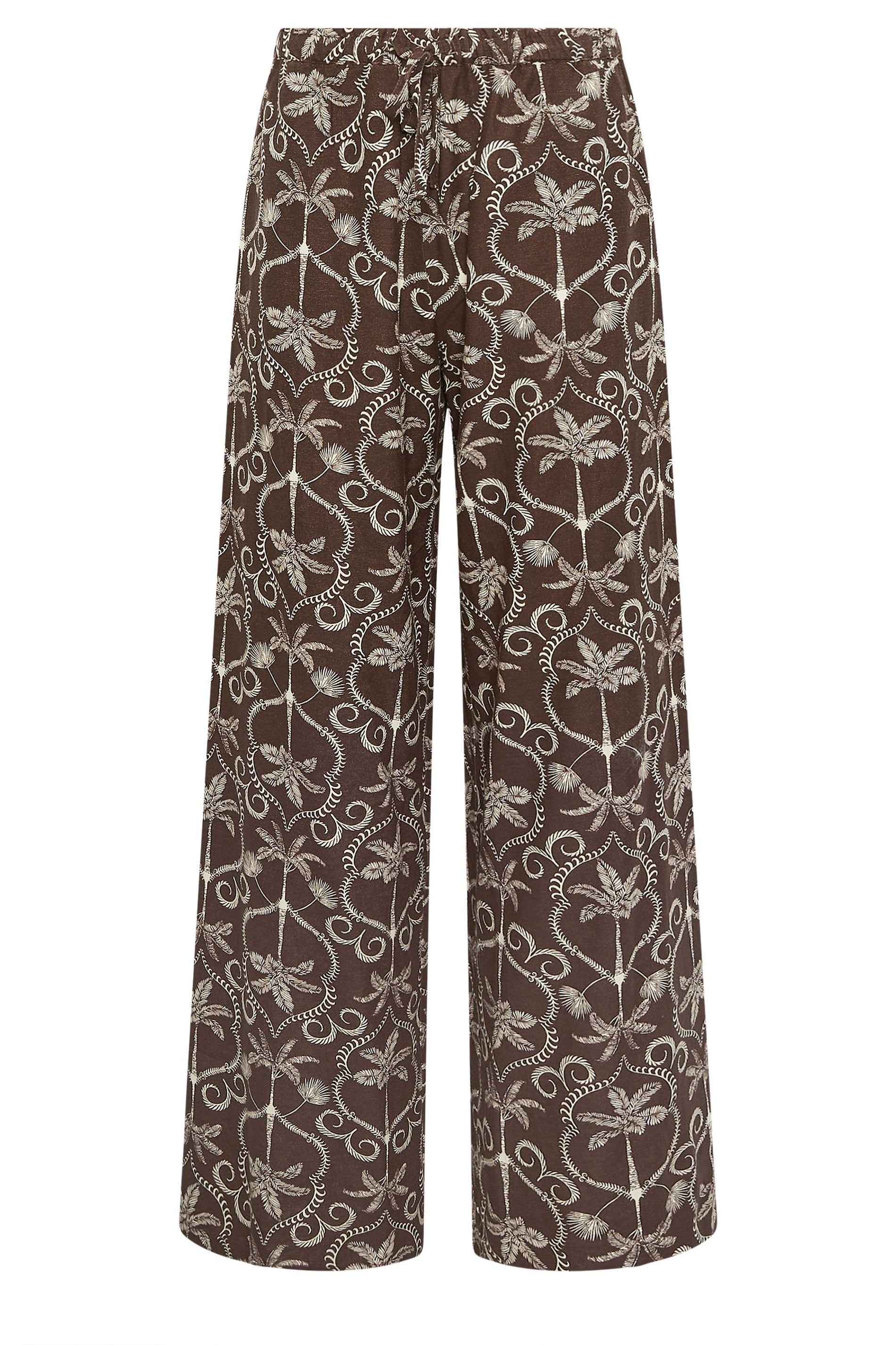 Long Tall Sally Tall Palm Print Wide Leg Trousers