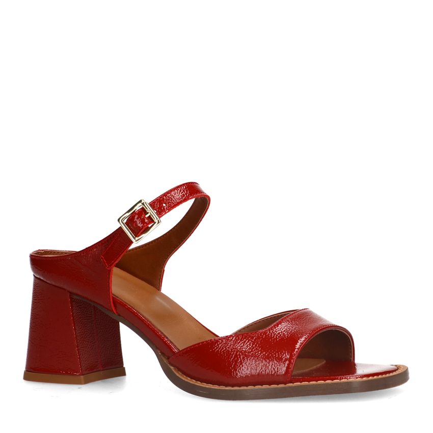 Manfield Rode lakleren sandalen met hak