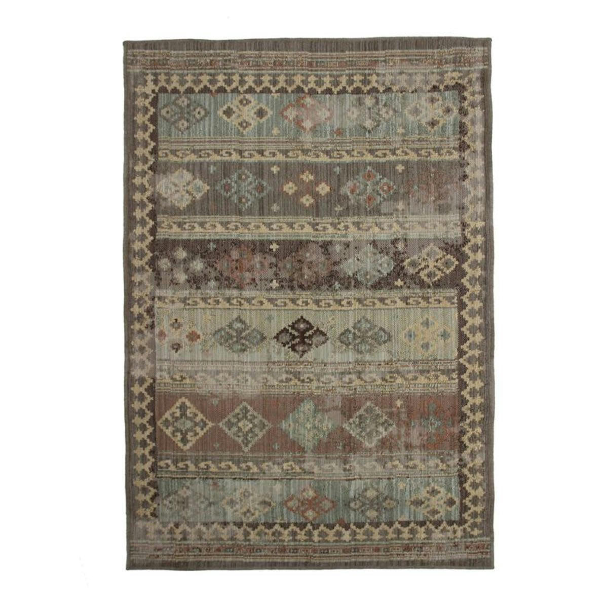 MARRAKECH - Tapis motifs lignes orientaux marron 133x190
