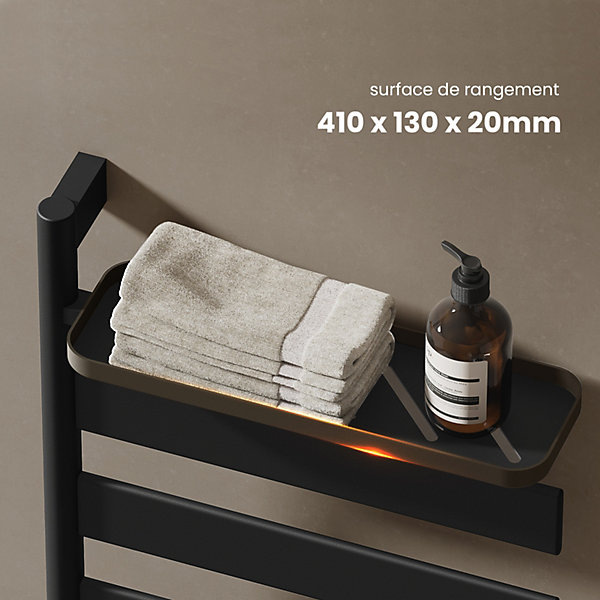 EMKE Sèche-serviettes électrique, rotatif à 180, 76 x 45 cm, sèche-serviettes et radiateur pour salle de bain, Noir mat