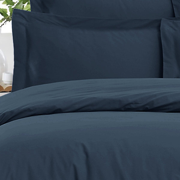 Drap housse uni satin de coton bonnet 30 cm Marine 160x200 cm VERSALUXE