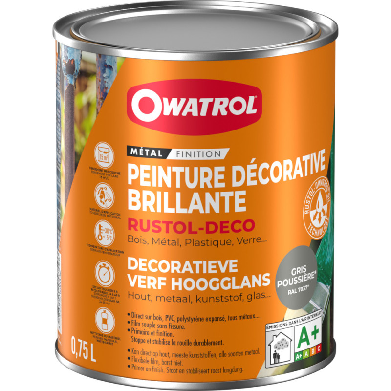 Peinture pour métal Rustol Deco gris poussière 0,75 L OWATROL