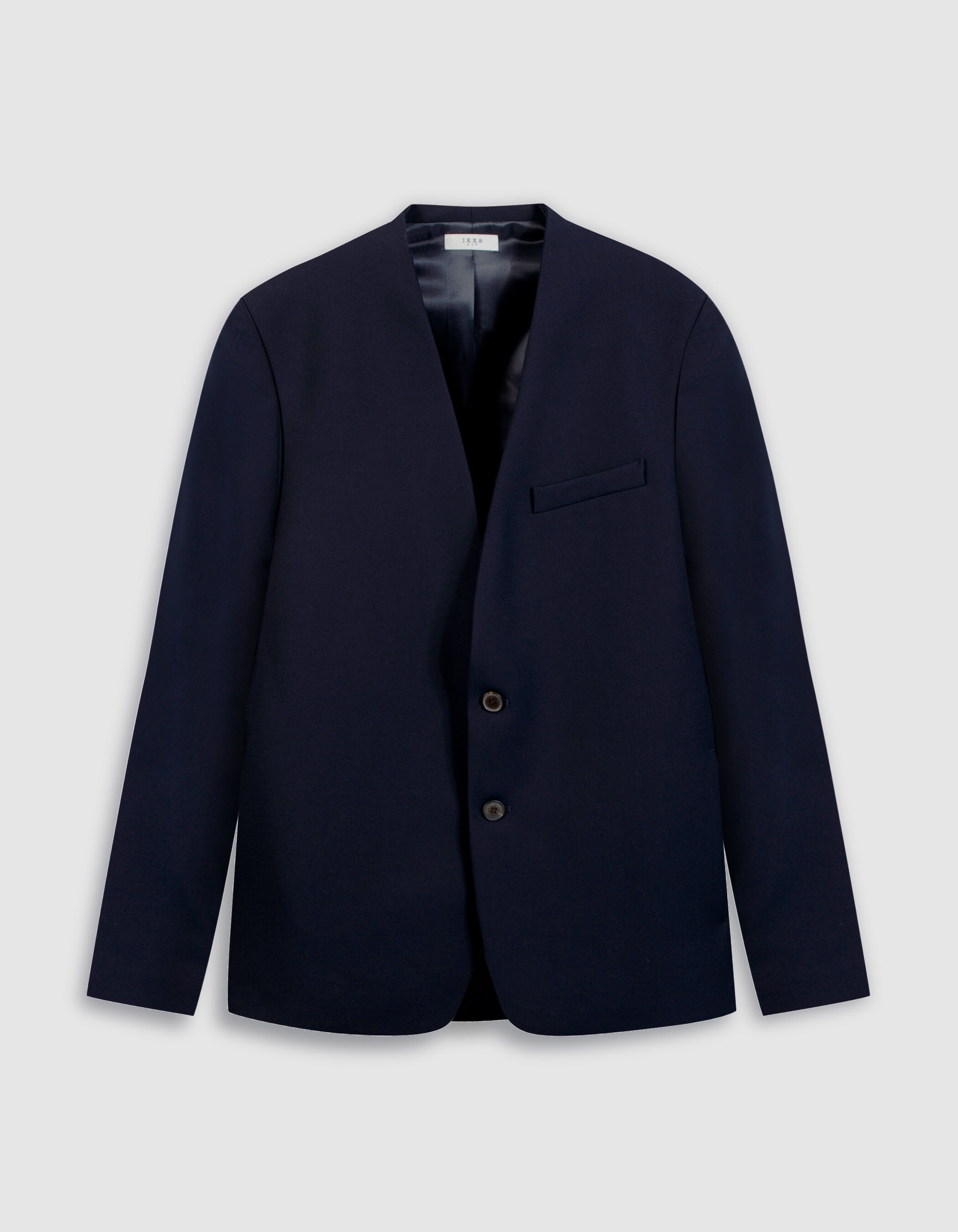 Veste de costume bleu foncé sans col Homme