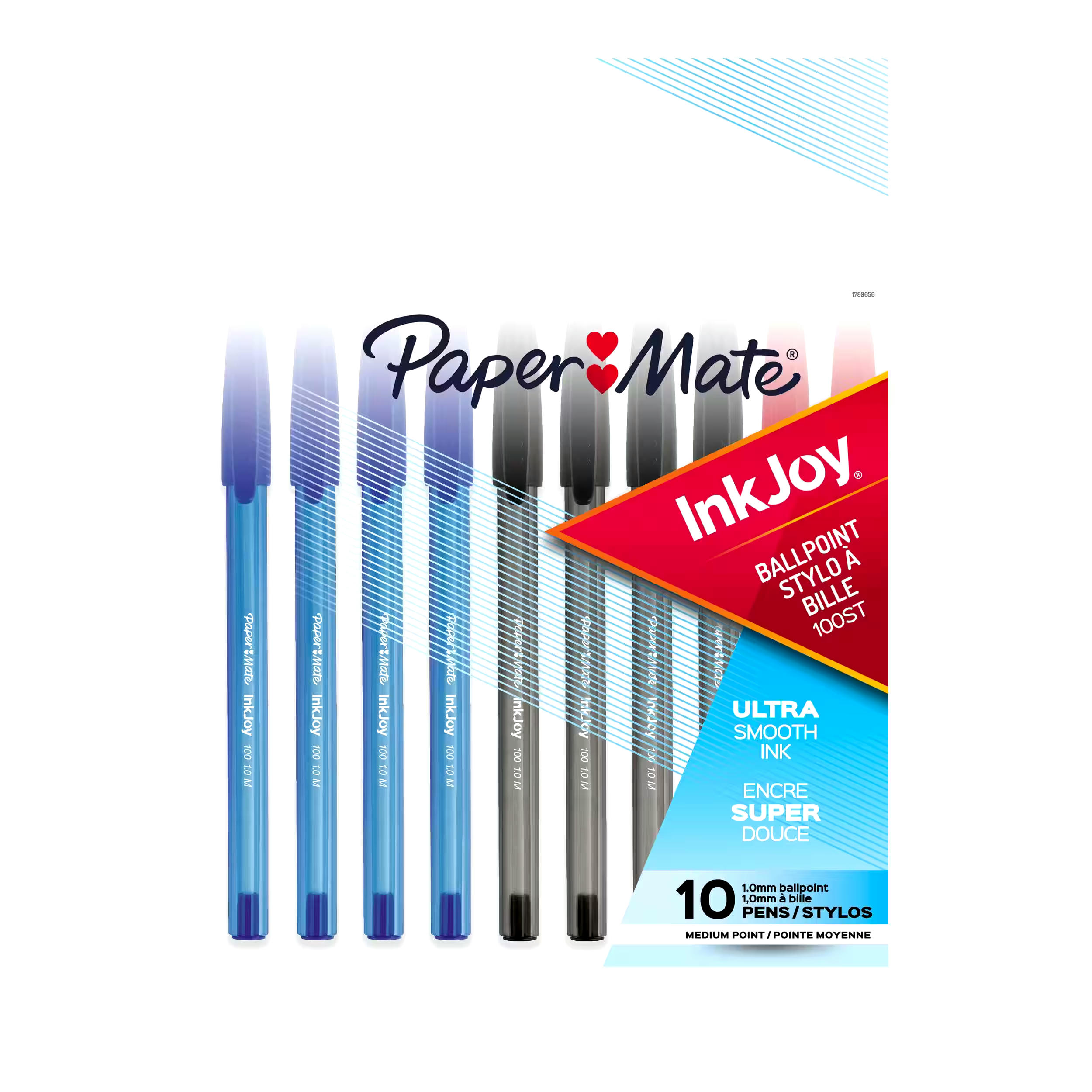 Paper Mate InkJoy 100ST Ballpoint Pens, Medium Point (1.0mm), Assorted (Black, Blue, Red), 10 Count