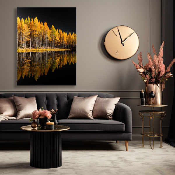 Feeby Obraz na płótnie, Złoty Las Jesień Jezioro Natura Drzewa 40x60