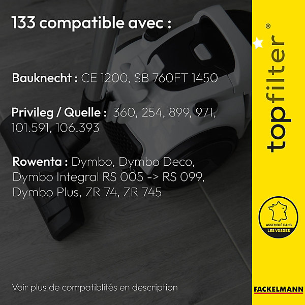 Lot de 4 packs de 4 sacs aspirateur 64133 Rowenta TopFilter Premium