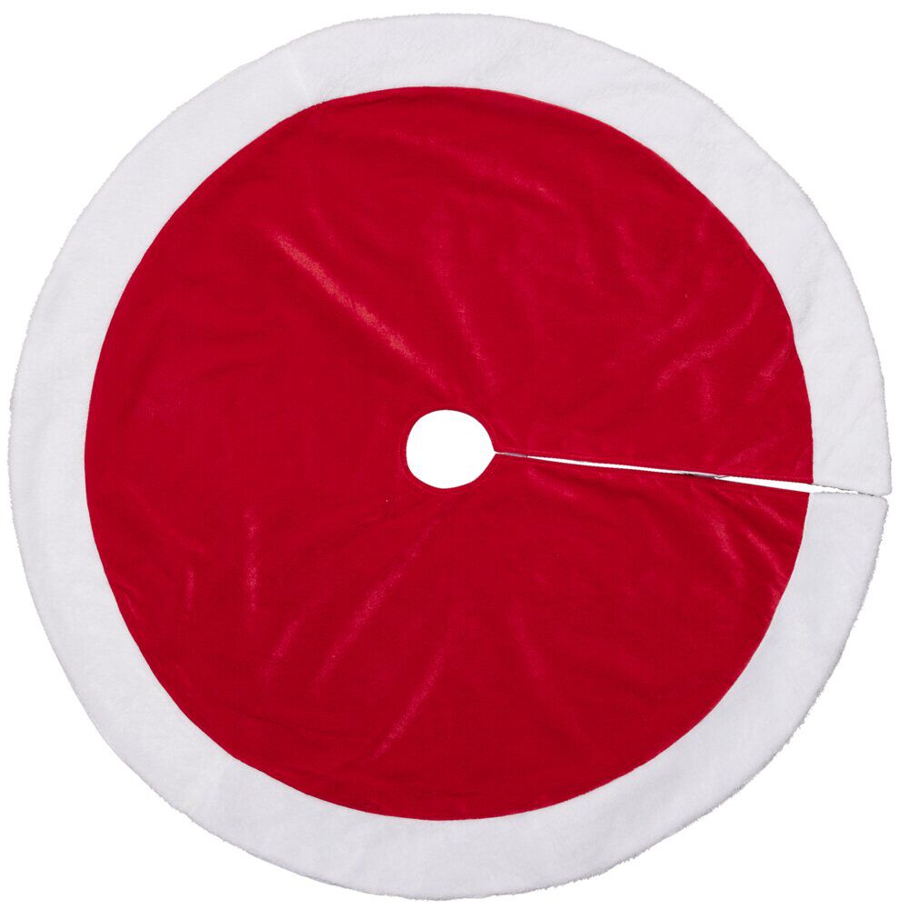 Tour de sapin tapis traditionnel rouge et blanc Ø100cm