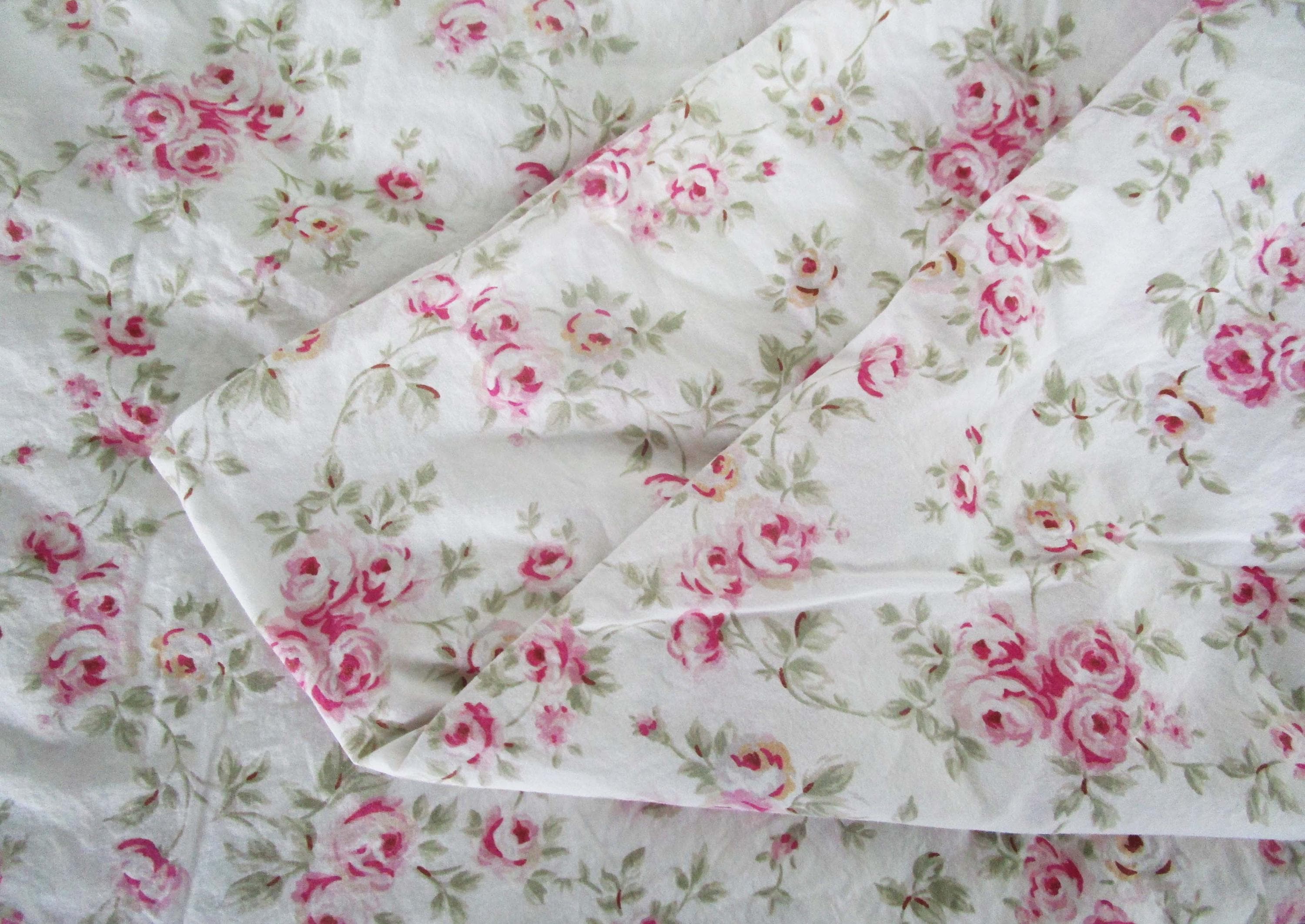 Duvet Cover Twin Vintage Simply Shabby Chic, Pink Floral Misty Rose, All Cotton, Button Closures, Rachel Ashwell, Country Farmhouse