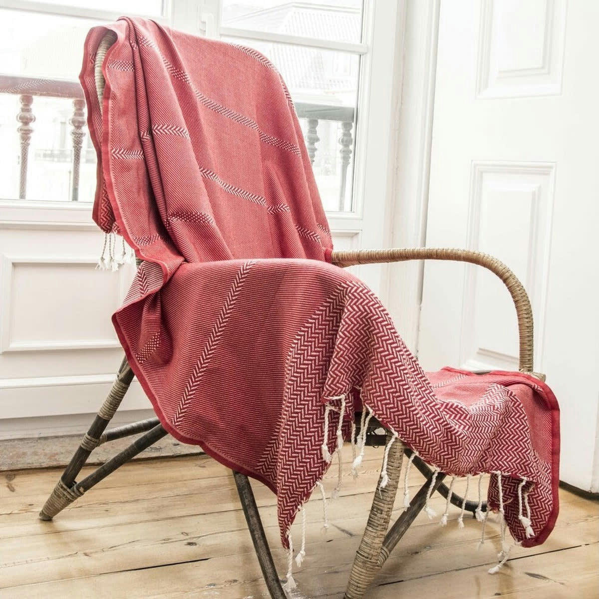 OSLO - Plaid coton  130x170 rouge