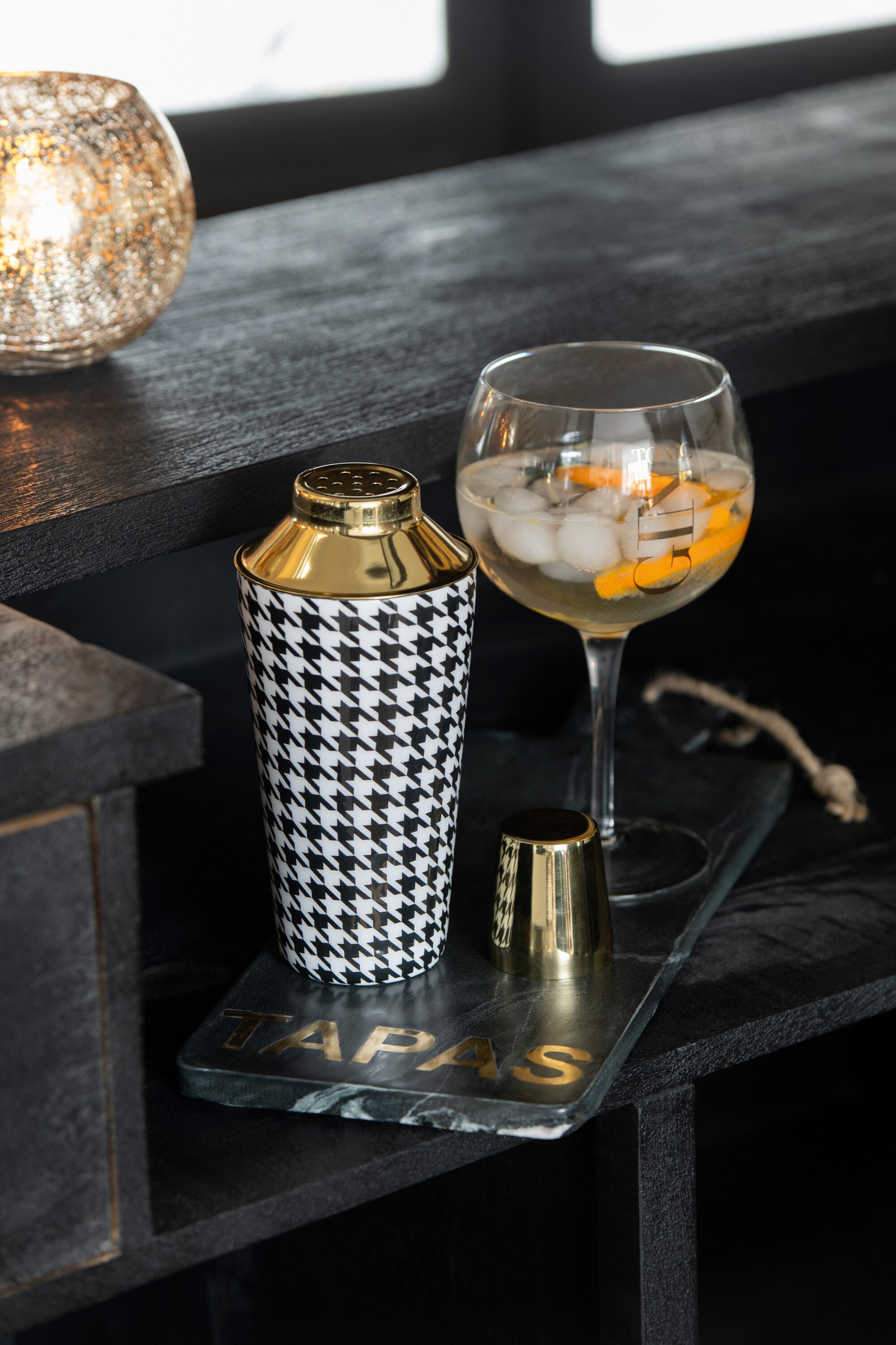 J-Line snijplank Tapas Rechthoek Marmer - steen - zwart goud