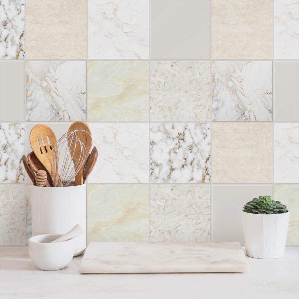 Naklejki na kafelki, elegancka mozaika marmurowa, 10x10, Wallfluent
