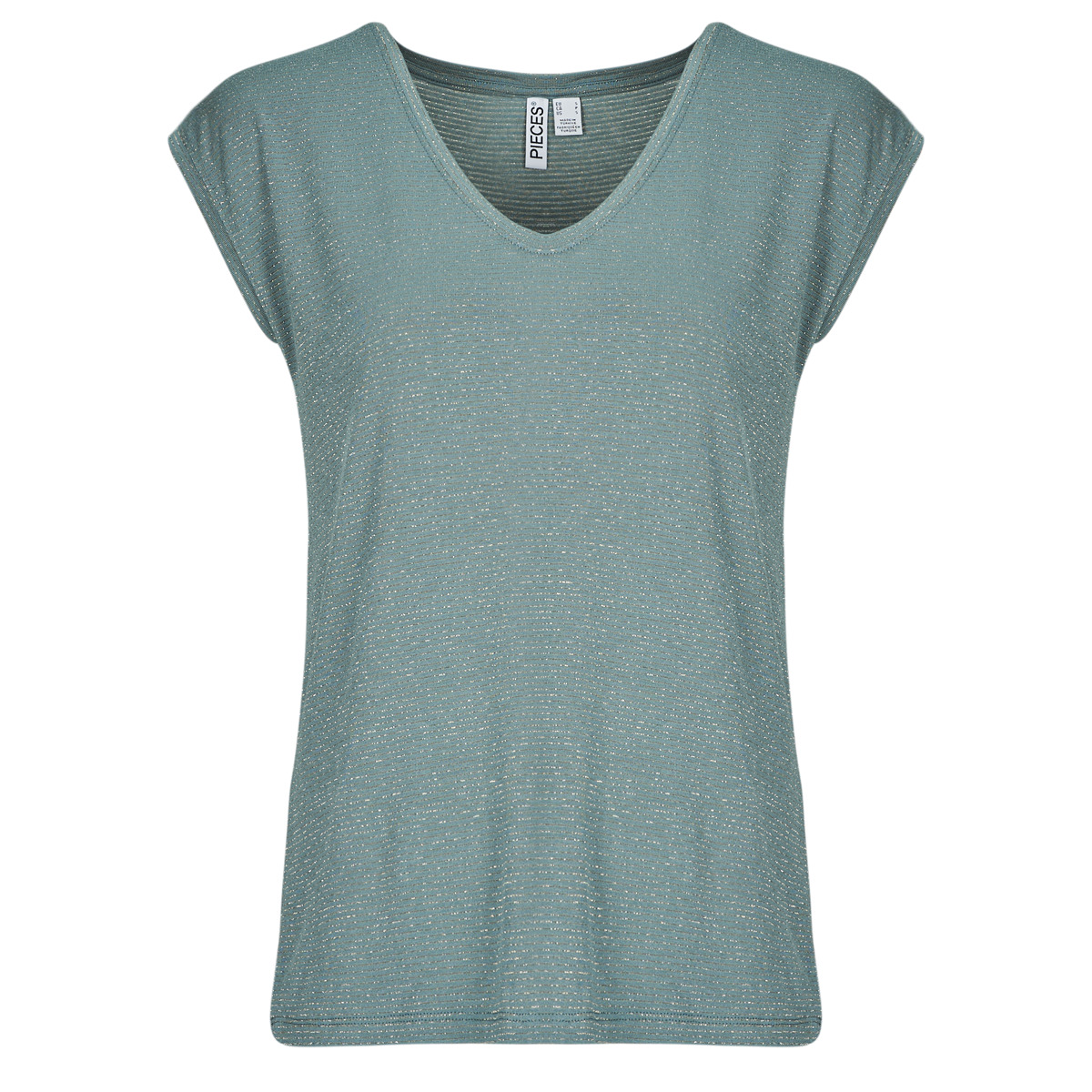 Pieces - PCBILLO TEE LUREX STRIPES - Blue