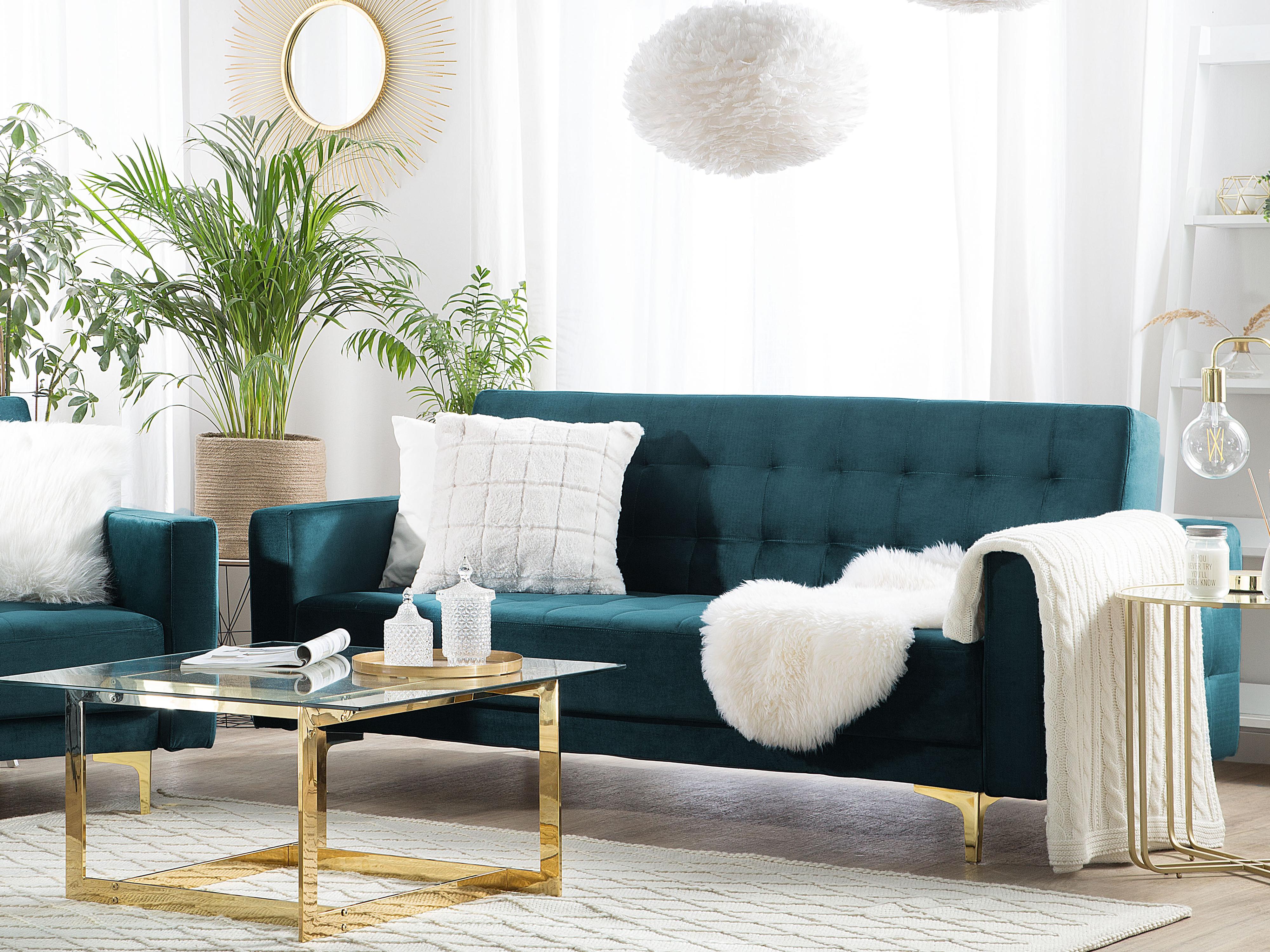 Sofa Bed 3 Seater ABERDEEN Velvet Teal