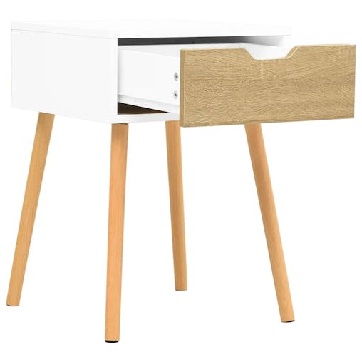 NNEVL Bedside Cabinet White & Sonoma Oak 40x40x56 cm Chipboard