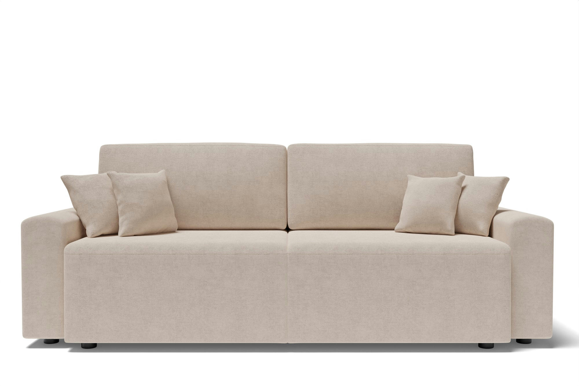 MILO - Canapé droit convertible en tissu 3 places beige