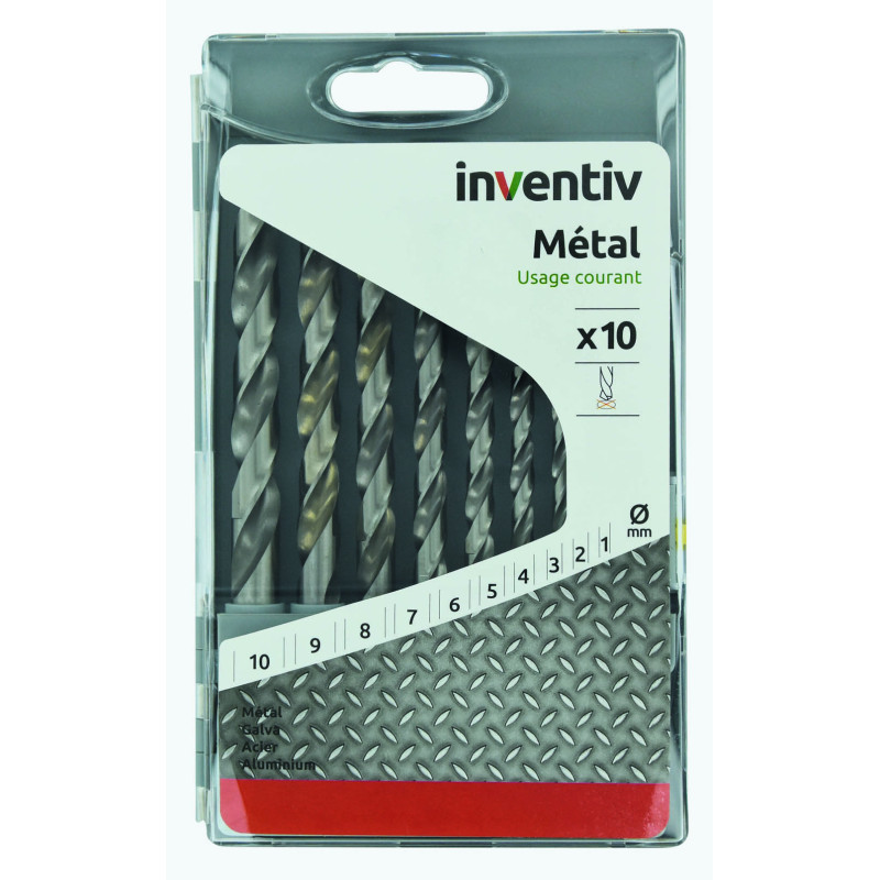 Set de foret pour métal Ø 1 - 10 mm 10 pièces INVENTIV