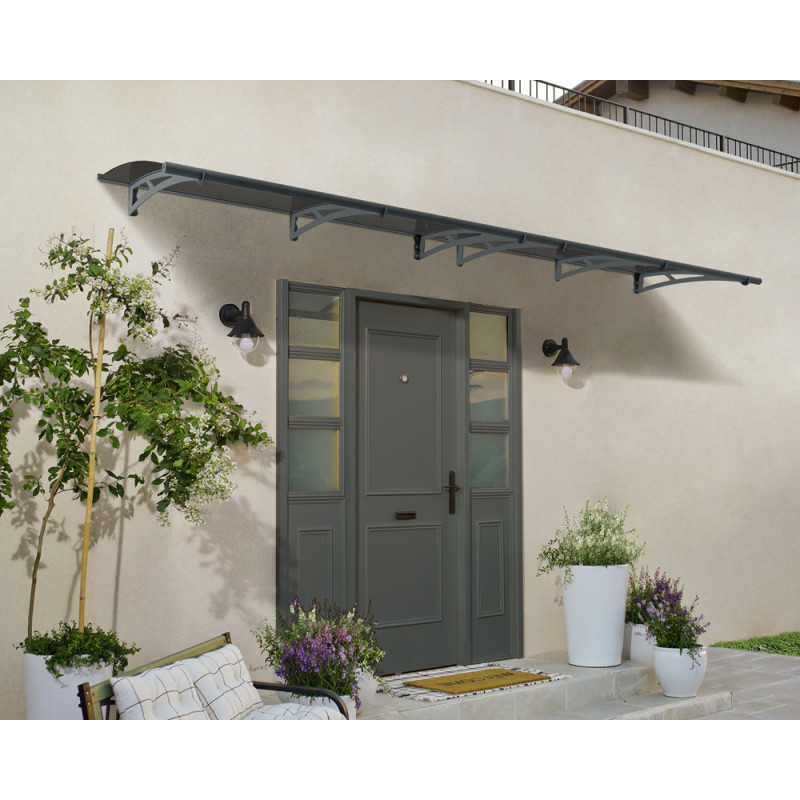 Marquise de porte Aquila gris foncé 412 x 91,5 cm CANOPIA
