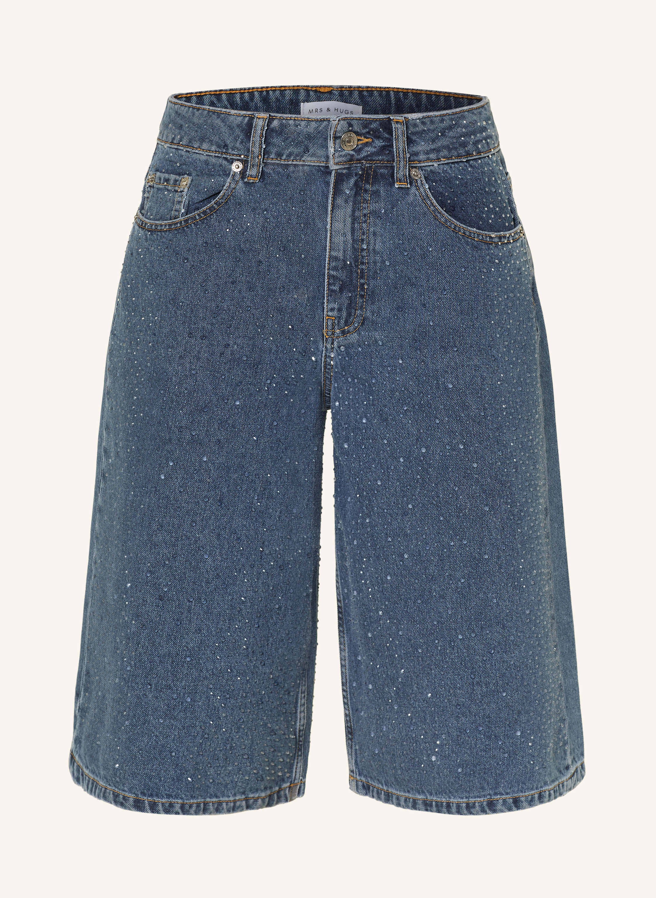 MRS & HUGS Jeans-Bermudas mit Schmucksteinen