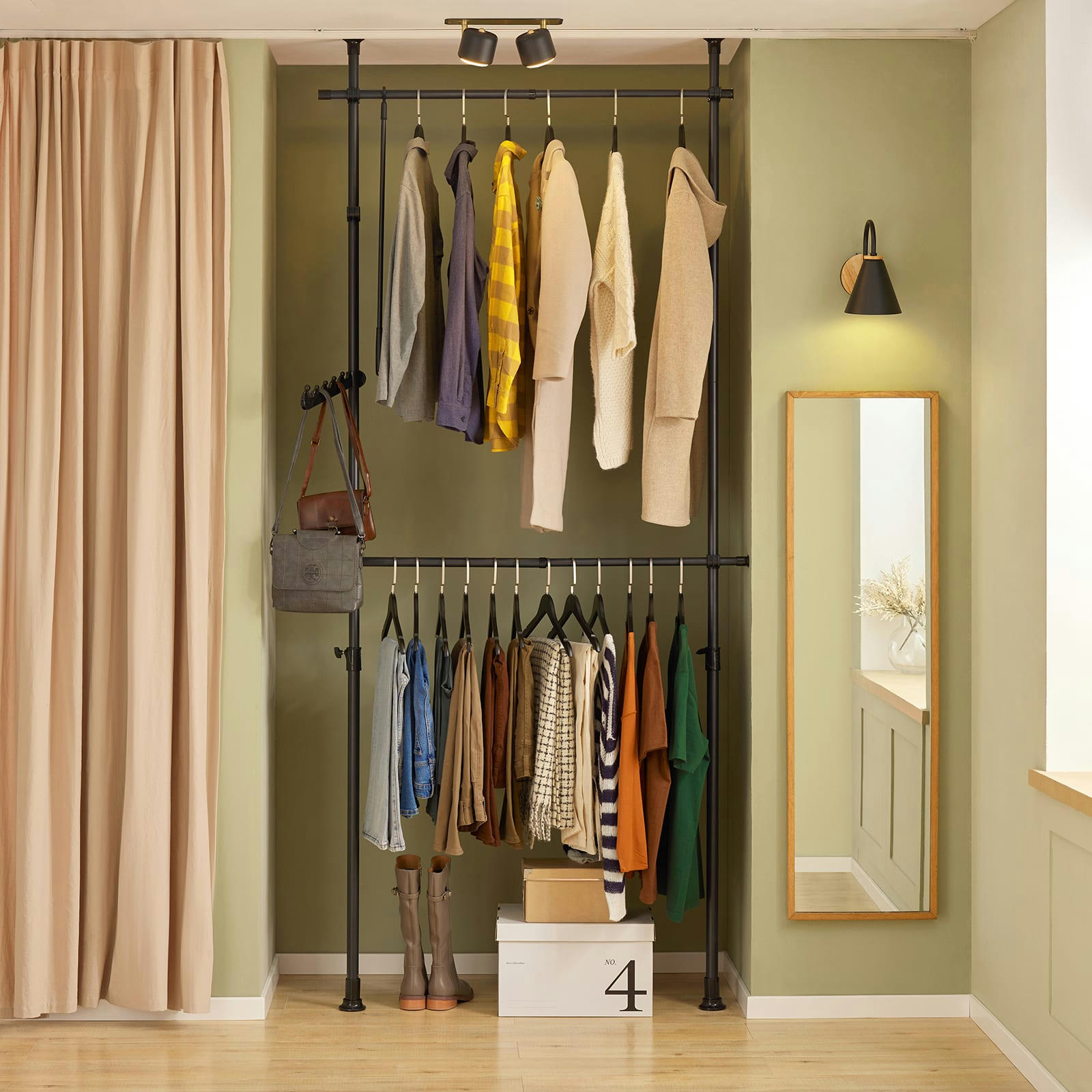 - Télescopique garde-robe en métal noir