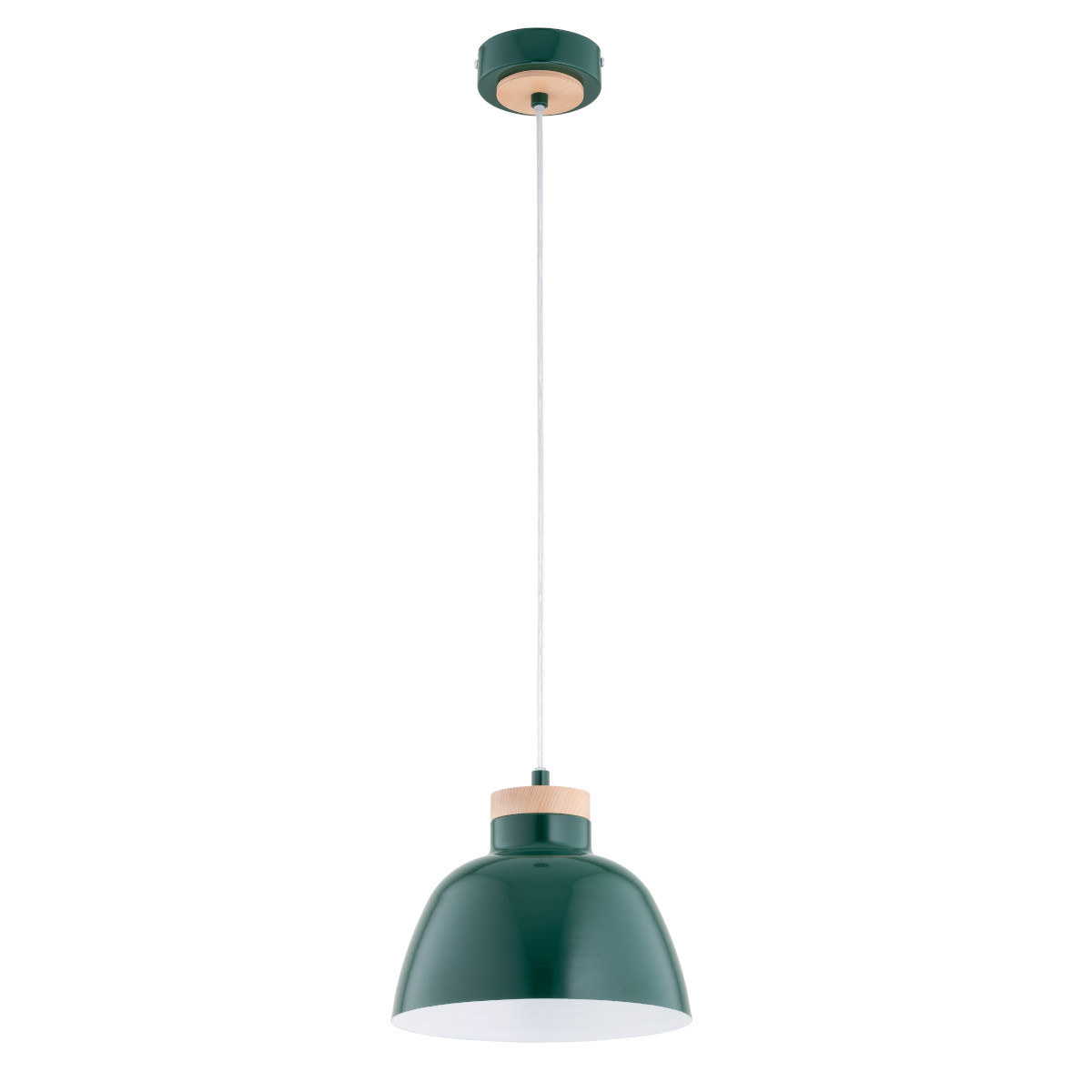 Lampa wisząca zielona - jasne drewno LORIEN 1xE27x15W wym: 90x23x23 cm Alfa
