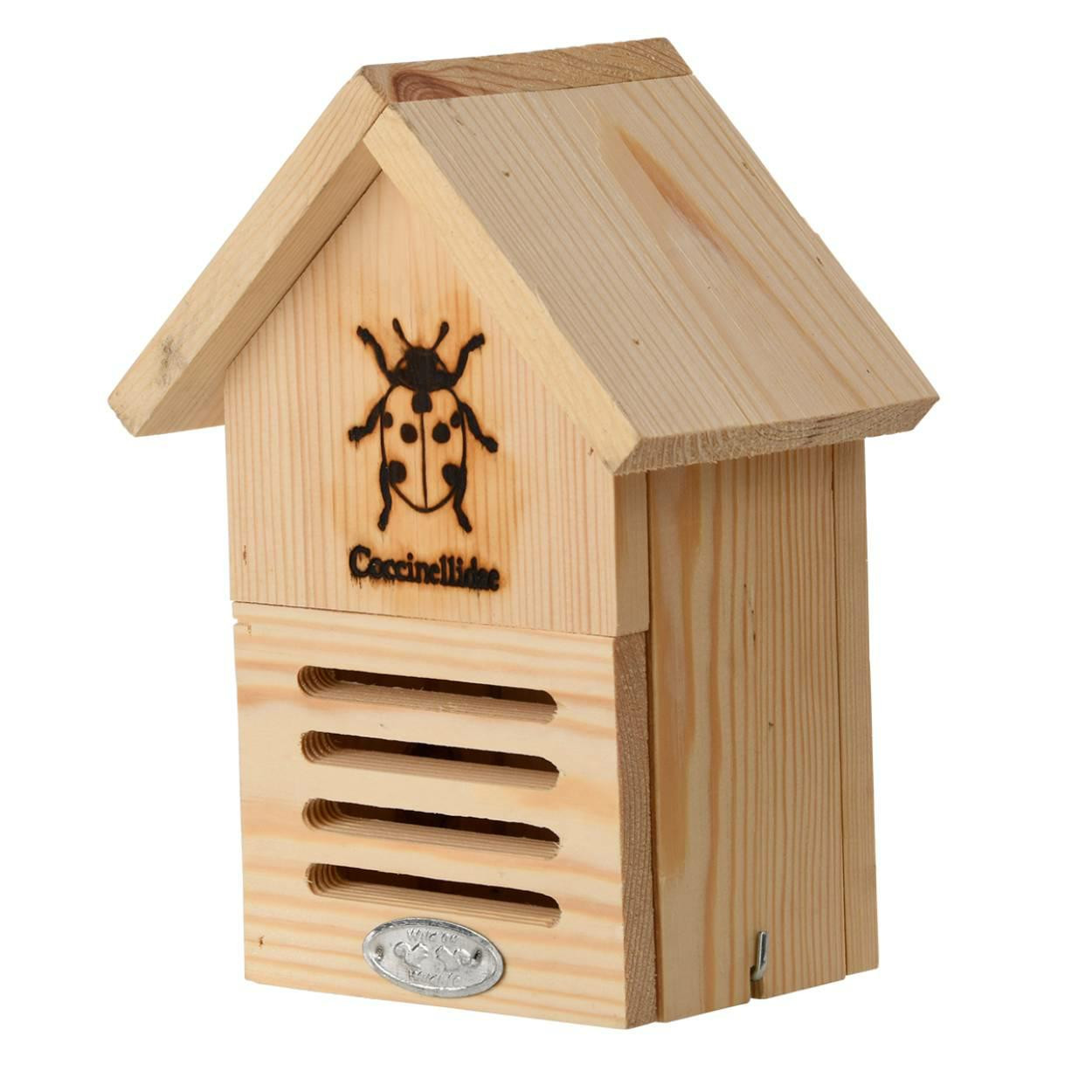 Domek dla biedronek drewniany brązowy 23x16x12 cm dekoracja ogrodowa