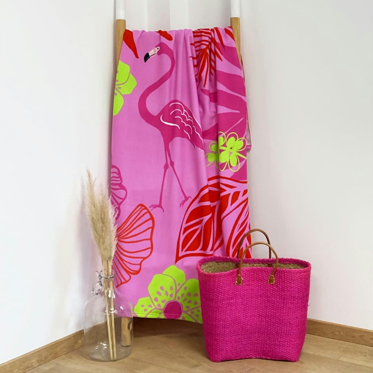 PLAGE MICROFIBRE - Serviette de plage microfibre Caracas 90x170  rose