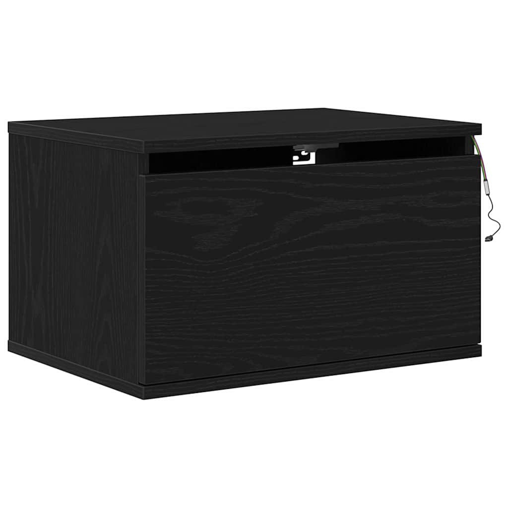 Szafka Nocna Wisząca Czarna Komoda Stolik Nocny Do Sypialni 50 x 36 x 30 cm